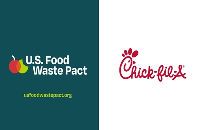 The U.S. Food Waste Pact and Chick-fil-A logos side by side.
